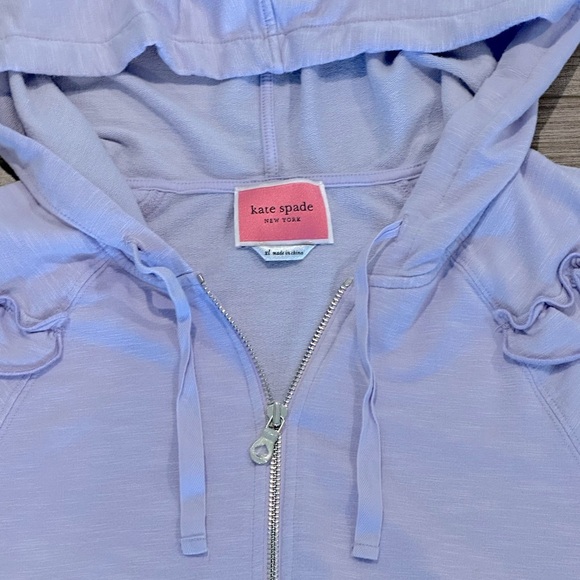 Kate Spade Athleisure Scalloped Lavender Ruffle Frozen Lilac Zip Up Hoodie XL - Picture 4 of 9